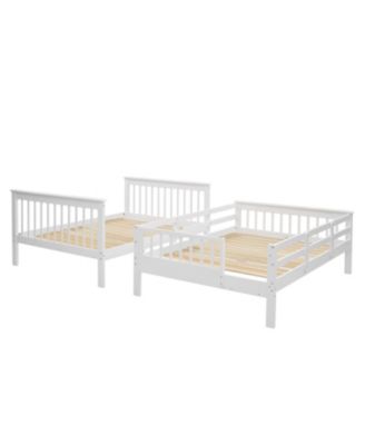 Full Size Wooden Stairway Full-Over-Full Bunk Bed w/ Storage