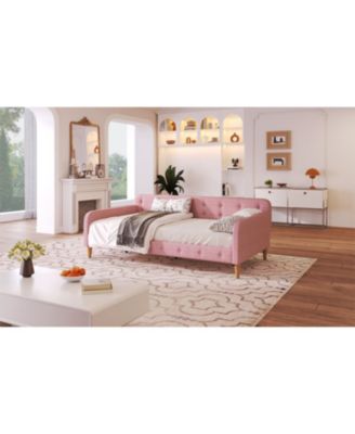 Twin Size Upholstered Daybed with 4 Support Legs