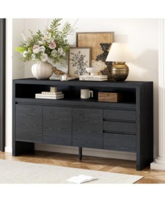 60" Modern Ash Veneer 3-Door Sideboard