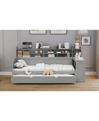 Twin Daybed with Trundle Desk & Shelves