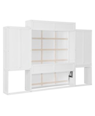 Queen Size Murphy Bed with Desk Vanity and Cabinets