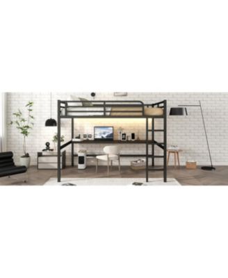 Queen Loft Bed with Outlet & LED - Black