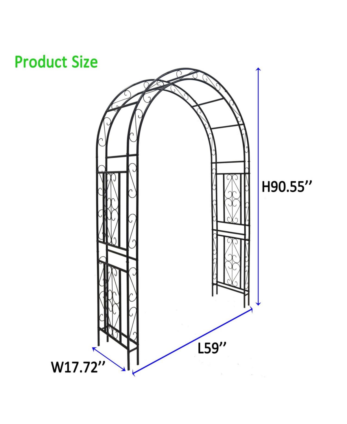 Streamdale Furniture Black Metal Garden Arch 90.5" High
