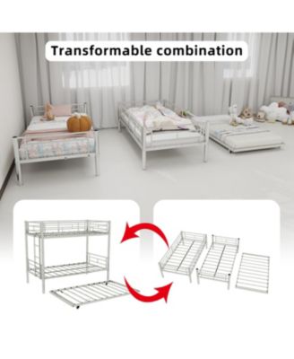Heavy-Duty Metal Twin Bunk Bed - Silver