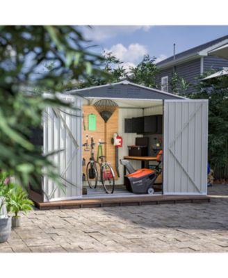 8x6 FT Outdoor Storage Shed with Metal Foundation