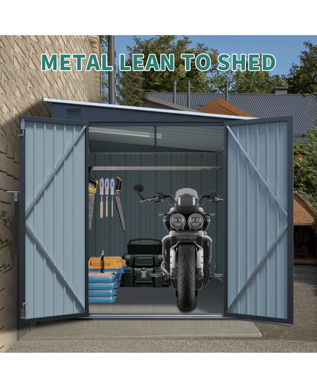 Streamdale Furniture 6x8FT Galvanized Steel Outdoor Storage Shed