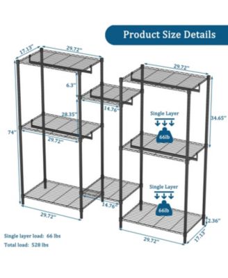 Heavy Duty Adjustable Garment Rack with Shelves &amp; Rails - Black