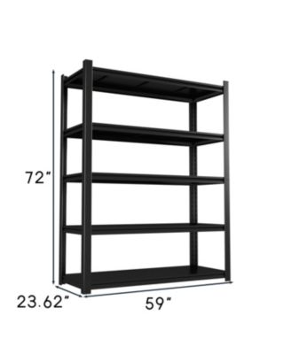59" Wide Black Metal Shelves w/ Dividers