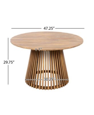 Acacia Wood Round Patio Dining Table - Light Teak