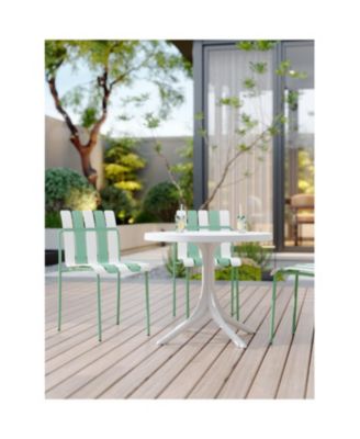 Striped Color Block Chairs - Waterproof, Metal Legs (White & Green)