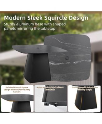 44" Black Sintered Stone Outdoor Dining Table