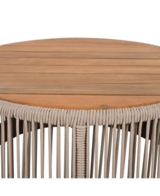 Rustic Industrial Coffee & Side Table Set - Rope Beige