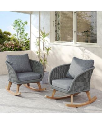 Streamdale Gray Wicker Rocking Chairs - Indoor/Outdoor Patio Set