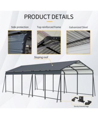 13x26.5 FT Heavy Duty Galvanized Steel Carport Canopy Garage
