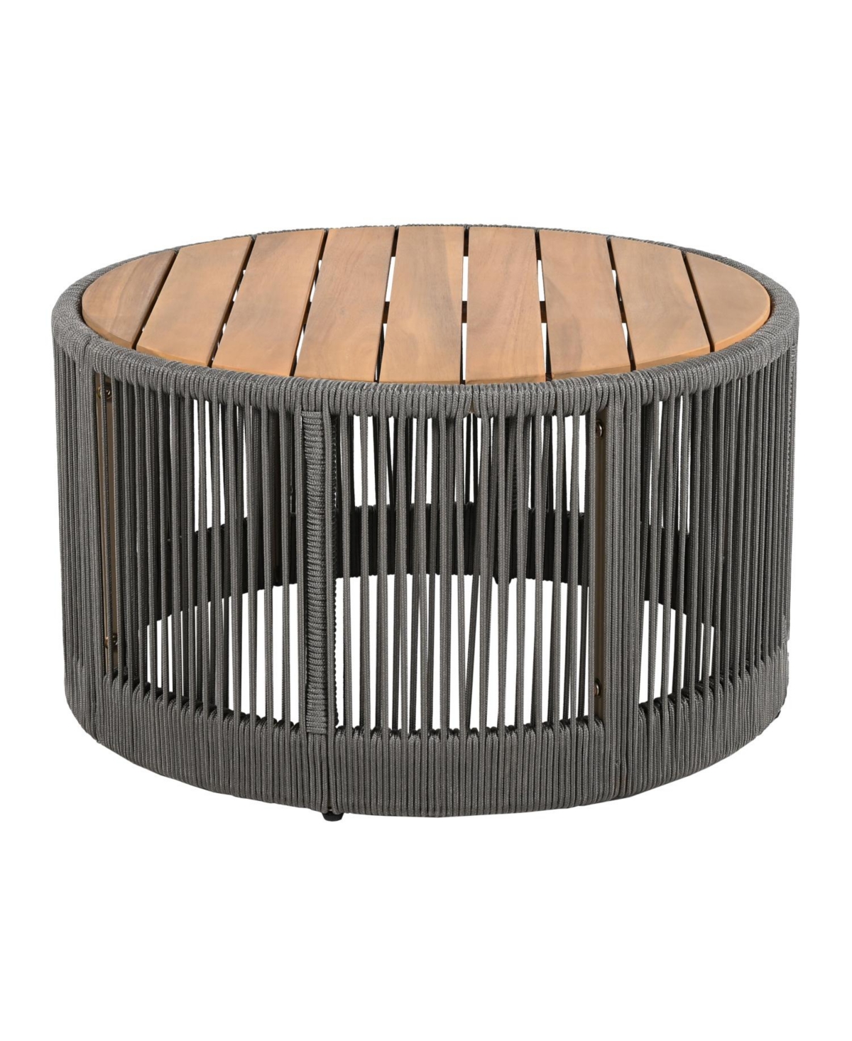 Streamdale Rattan Rope & Acacia Wood Coffee Table - Outdoor Patio Balcony