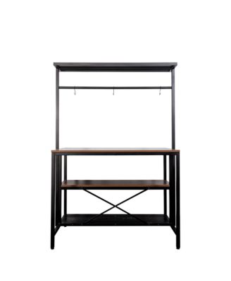 Kitchen Island Baker's Rack Microwave Stand with Storage & 3 Hooks