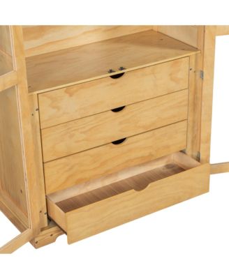 Kitchen Pantry Cabinet with Glass Doors & Drawers