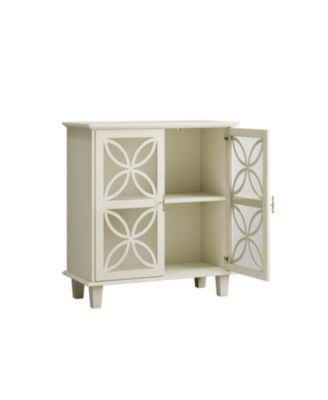 Cream Sideboard Buffet Cabinet with Glass Doors