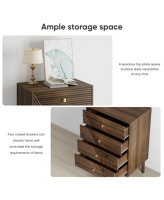 Modern 4-Drawer Dresser - Walnut