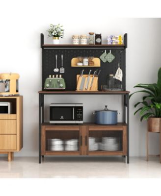 Kitchen Bakers Rack with Door & Storage Shelf