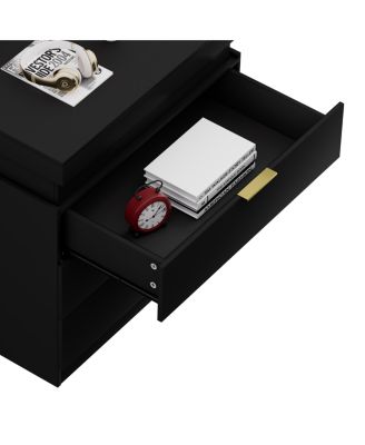 Nightstand with Charging, LED, Sliding Top, Drawers