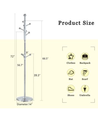 Modern Silver & Gold Coat Rack - 72 Inch, Detachable Bracket