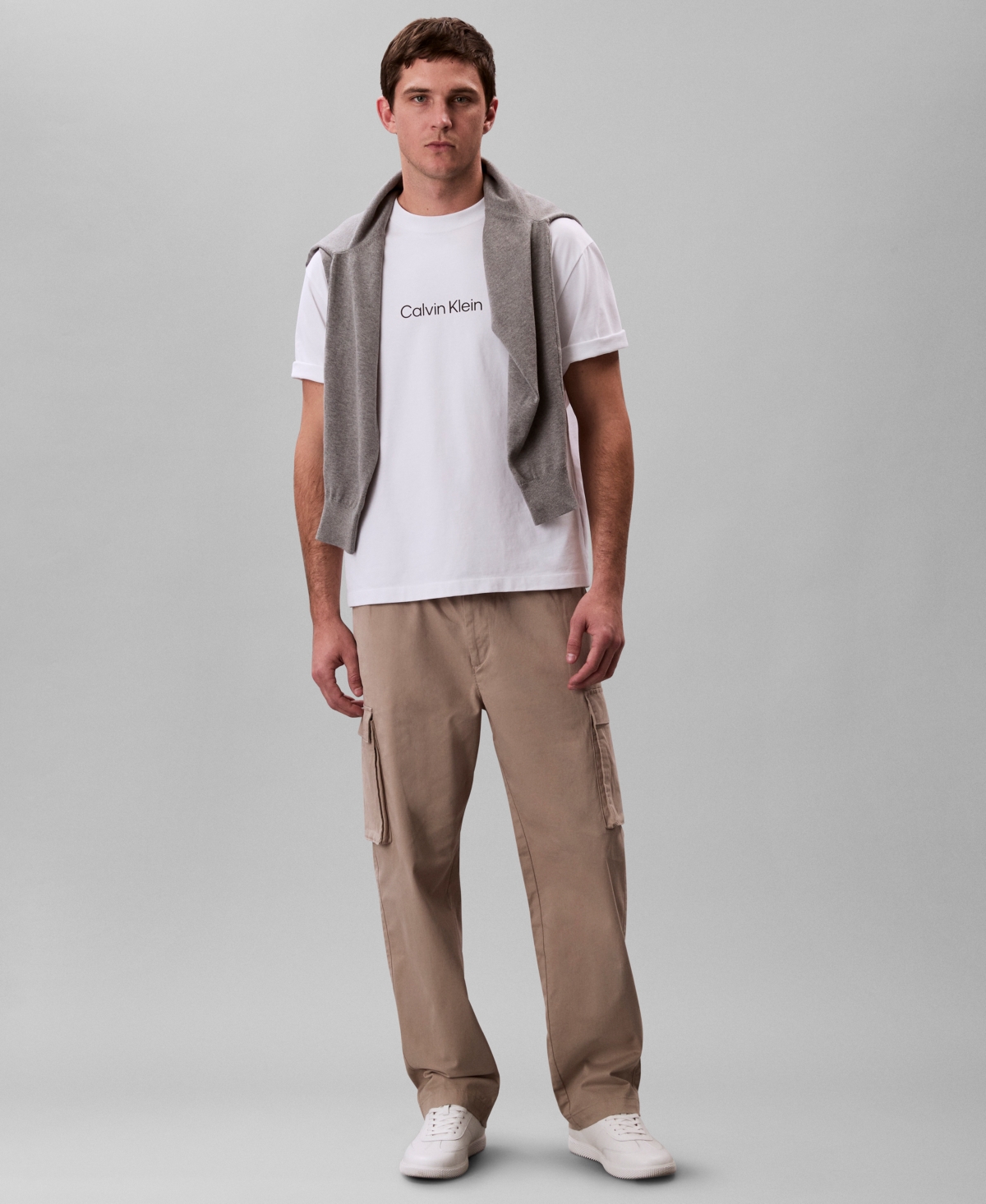Calvin Klein Men's Straight Fit Cargo Pants In Brown