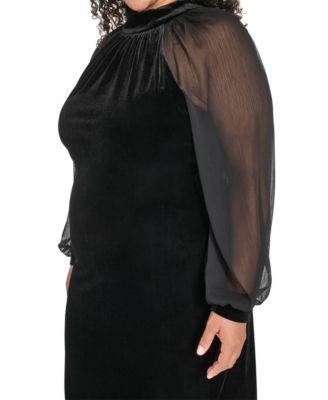 Plus Size Mock Neck Long Dress