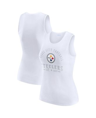 WEAR by Erin Andrews - Women's White Pittsburgh Steelers Ribbed Graphic Tank Top