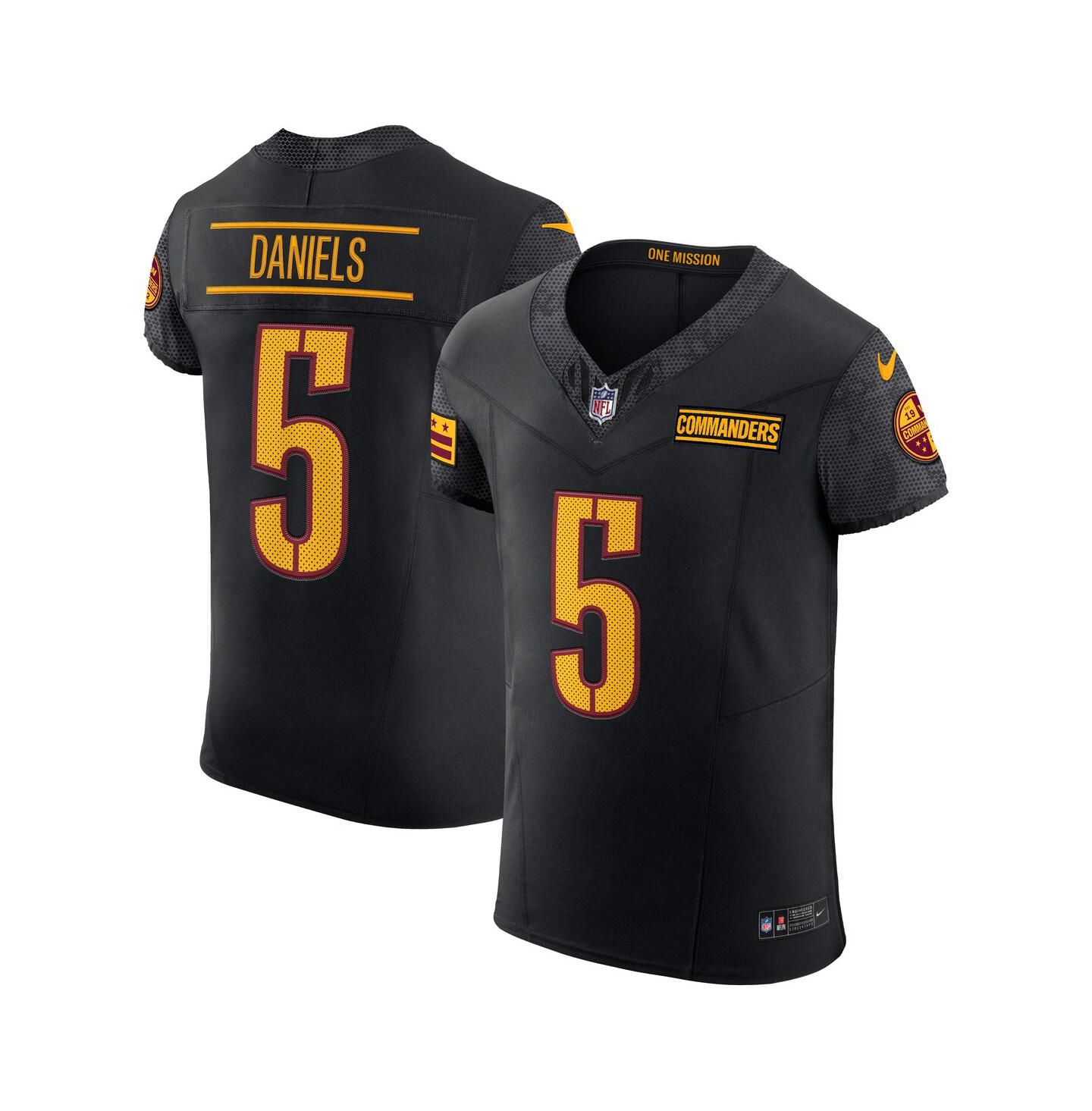 Мужской топ Nike Jayden Daniels Black Washington Commanders Alternate Vapor F.U.S.E. Elite Jersey — фото 1