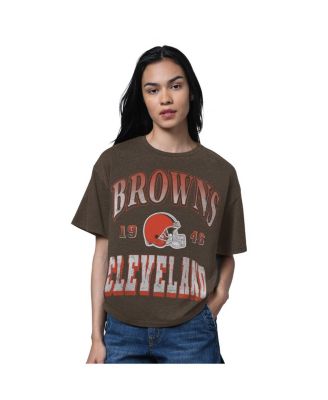 Starter - Women's Heather Brown Cleveland Browns Oversized Hall of Fame T-shirt