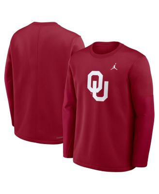 Men's Crimson Oklahoma Sooners 2025 Sideline Coach Performance Long Sleeve T-Shirt