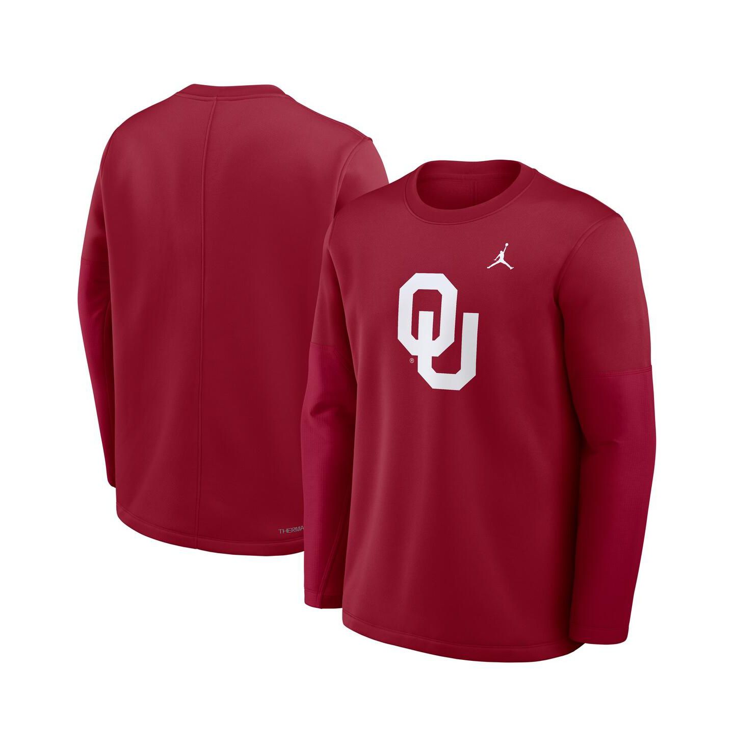 Мужская футболка Jordan Crimson Oklahoma Sooners 2025 Sideline Coach Performance Long Sleeve — фото 3