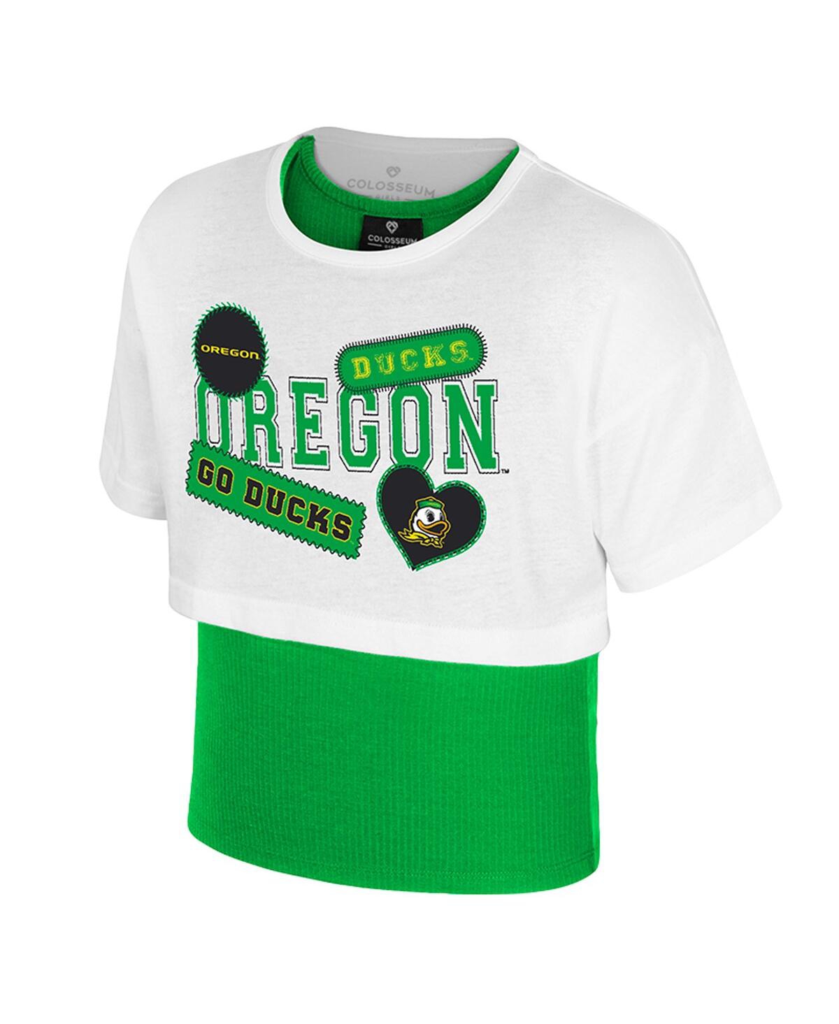 Colosseum Big Girlsâ White Oregon Ducks Gale Cropped 2fer Top In White