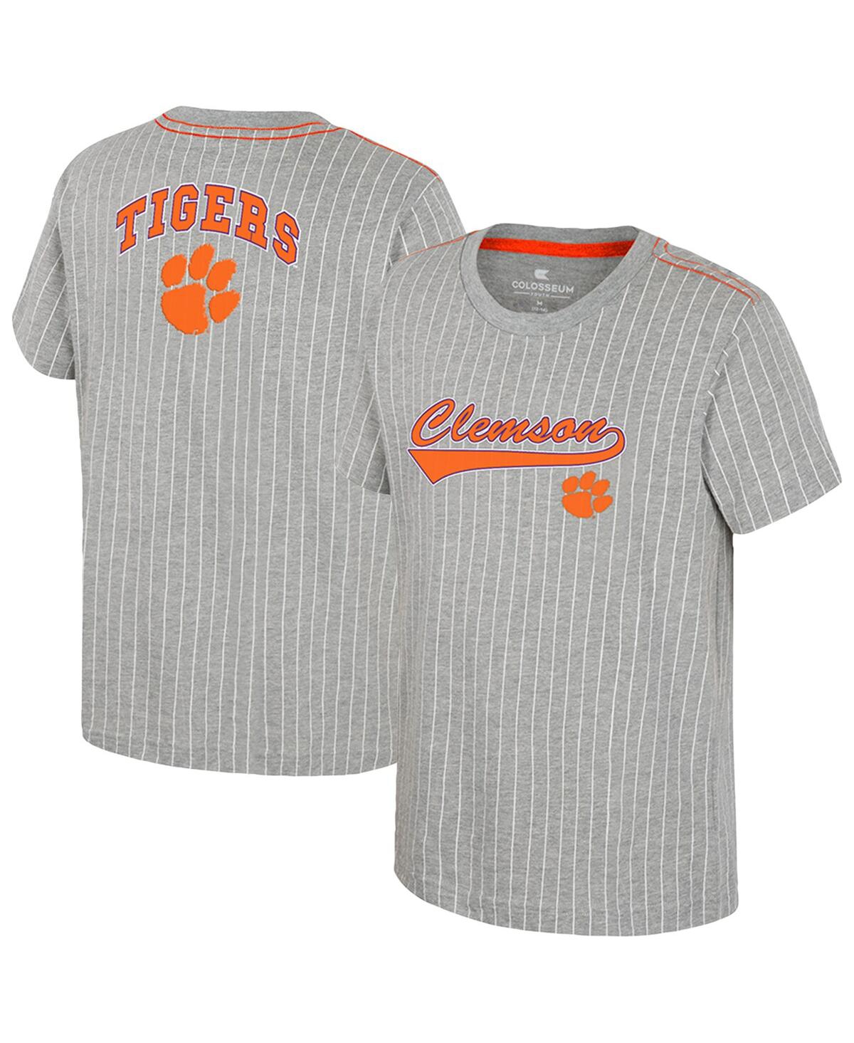Colosseum Big Boys And Girlsâ Heather Gray Clemson Tigers Airball Baseball T-shirt In Gray