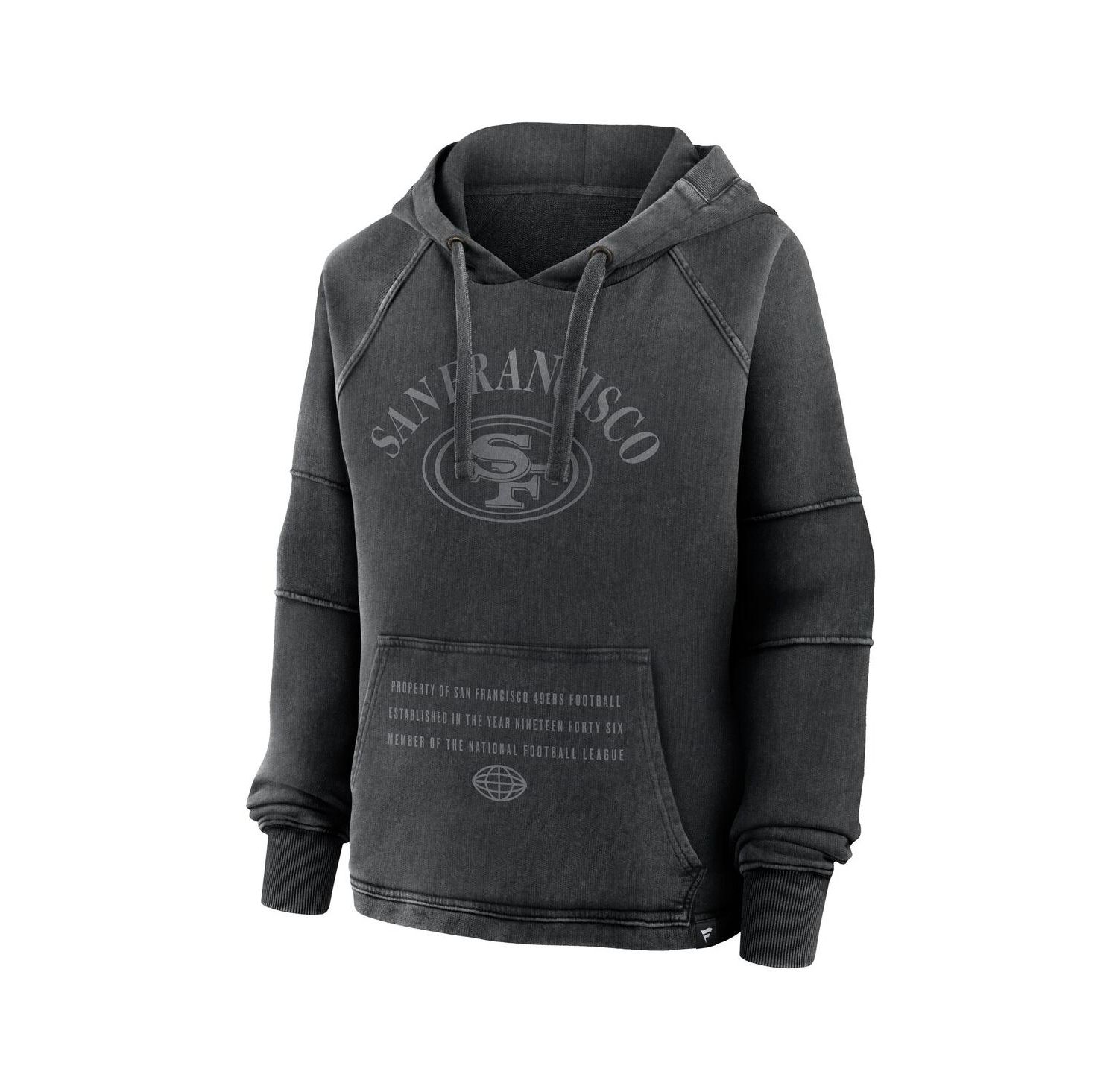 Women's Black San Francisco 49ers Oversized Raglan Gridiron Hoodie