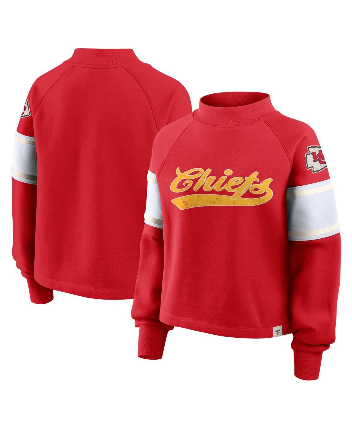 Fanatics Women's Red Kansas City Chiefs Oversized Hometown Toss Sweep Raglan Pullover Sweatshirt