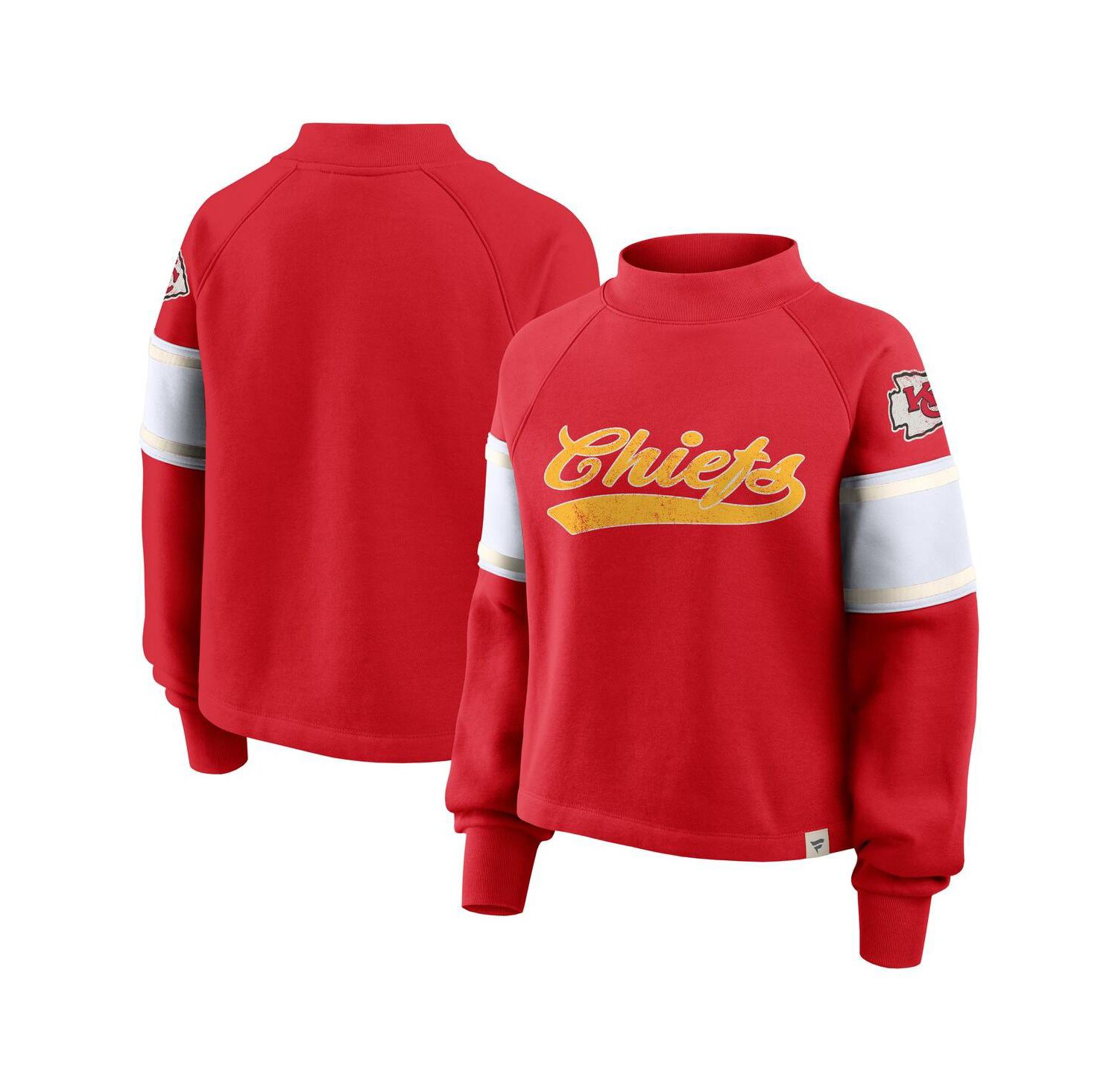 Women's Red Kansas City Chiefs Oversized Hometown Toss Sweep Raglan Pullover Sweatshirt