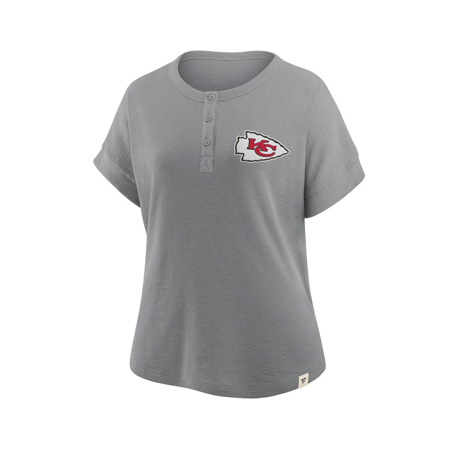 Women's Heather Gray Kansas City Chiefs Oversized Hometown Premium Henley Shirt