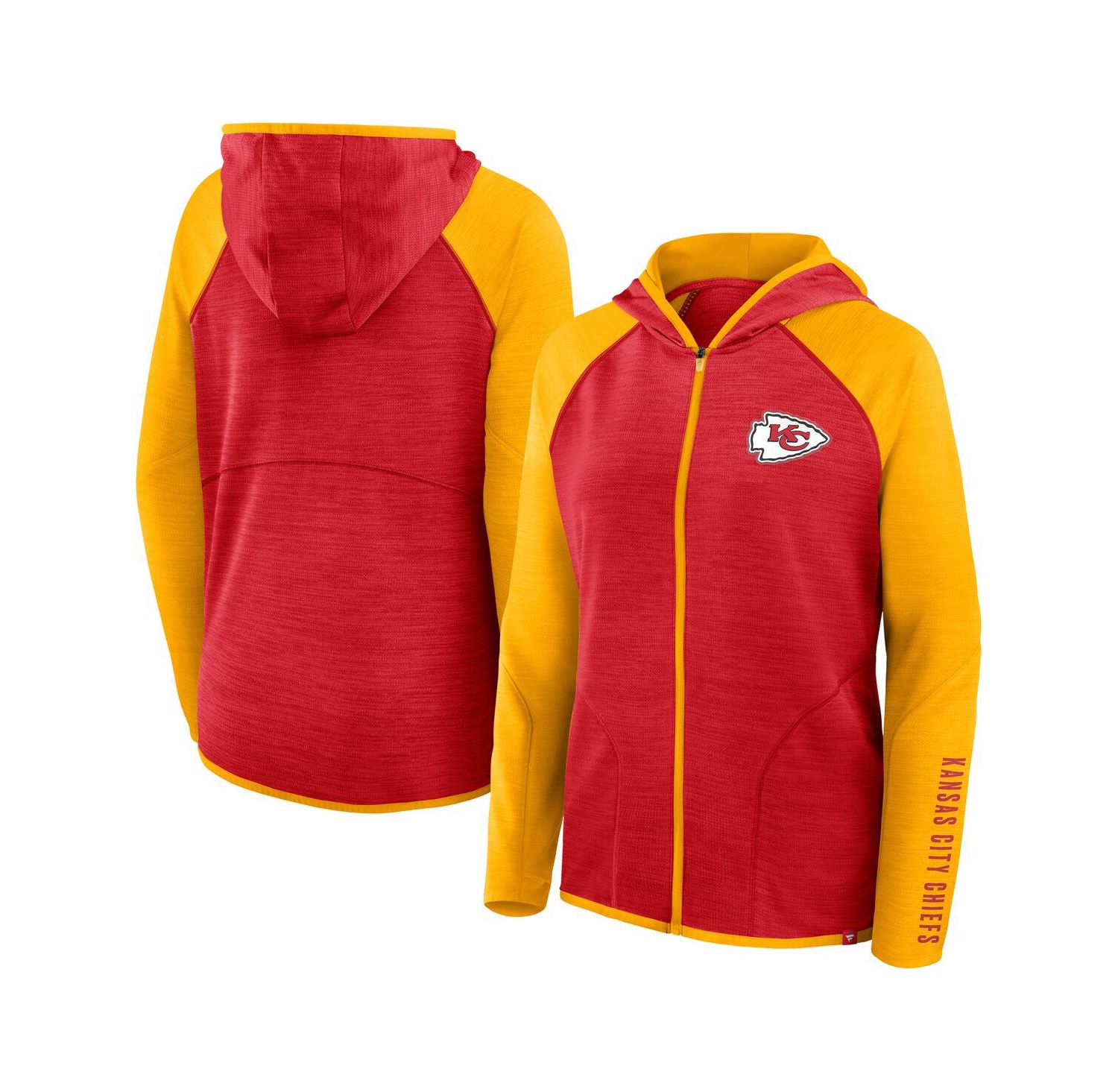 Women's Red/Gold Kansas City Chiefs Redzone End Around Pass Raglan Full-Zip Hoodie