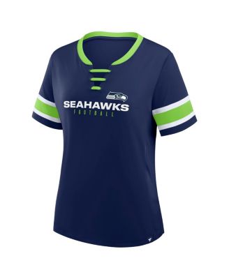 Women's College Navy Seattle Seahawks Redzone Draw Play Athena Lace-Up T-Shirt