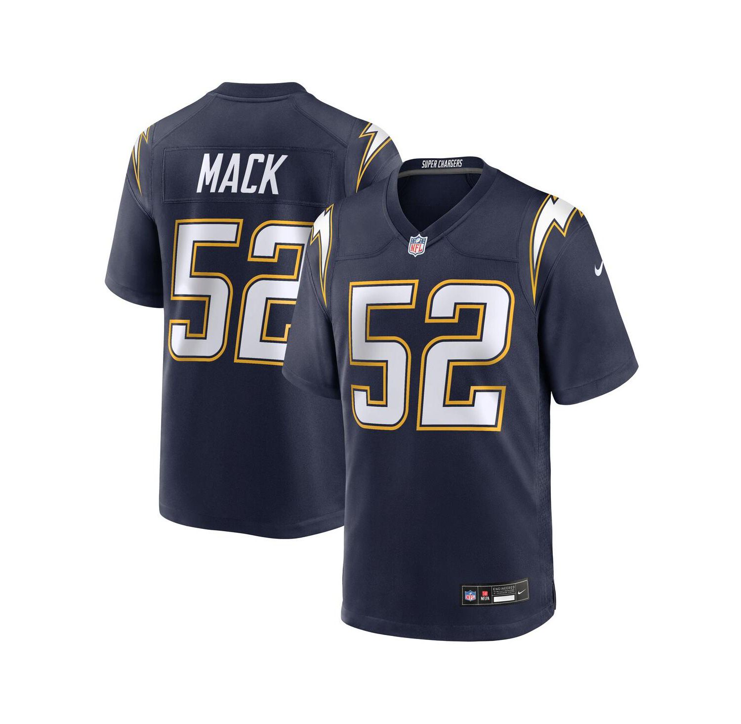 Men's Khalil Mack Navy Los Angeles Chargers Alternate Super Chargers Game Player Jersey
