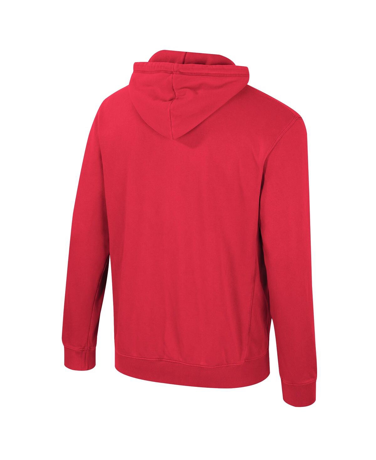 Colosseum Men's Red Wisconsin Badgers Big Tall Cap E-tan Pullover Hoodie In Red