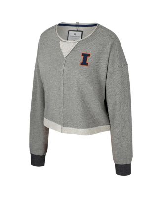 Women's Charcoal Illinois Fighting Illini Magnum Scoop Neck Cropped Pullover Sweatshirt