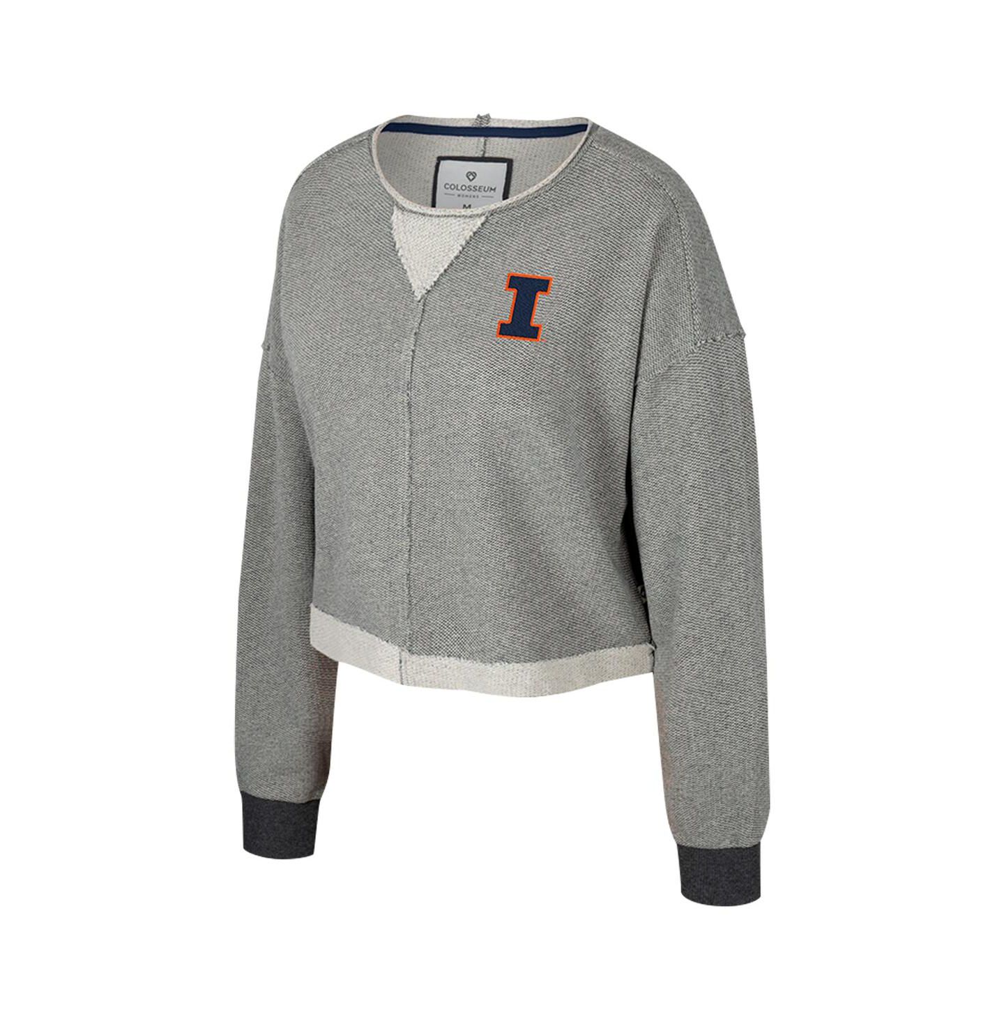 Женская толстовка Colosseum Charcoal Illinois Fighting Illini Magnum Scoop Neck Cropped Pullover — фото 3