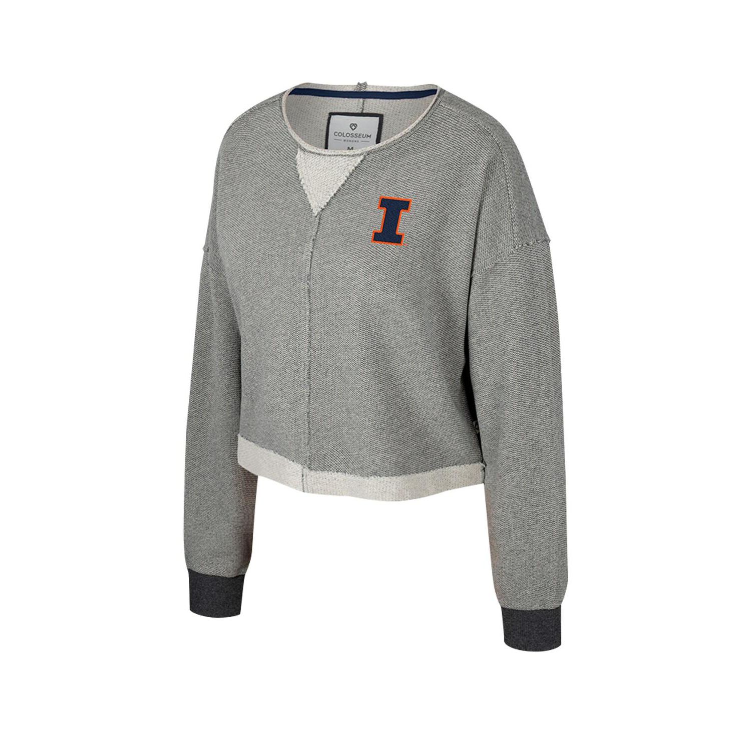 Women's Charcoal Illinois Fighting Illini Magnum Scoop Neck Cropped Pullover Sweatshirt