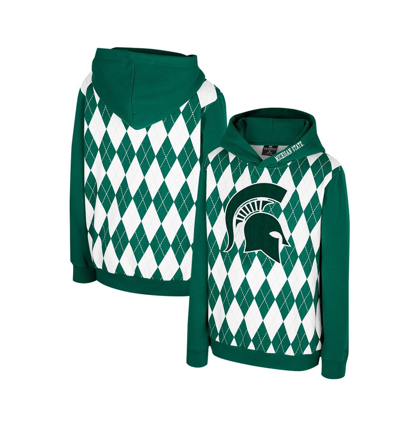 Детское худи Colosseum Green Michigan State Spartans Argyle The Dealio Pullover — фото 1