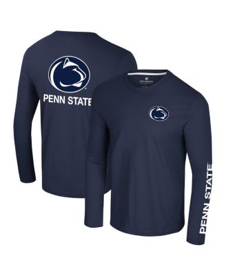 Colosseum - Men's Navy Penn State Nittany Lions Logo Lockup 3-Hit Active Blend Long Sleeve T-shirt