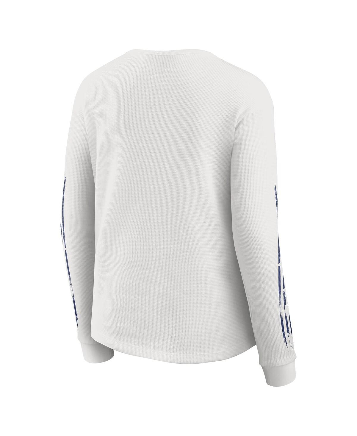 Wear By Erin Andrews Women's White New York Giants Graphic Waffle Long-sleeve T-shirt In Gray