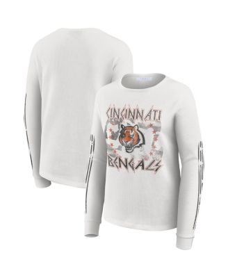 WEAR by Erin Andrews - Women's White Cincinnati Bengals Graphic Waffle Long-Sleeve T-shirt